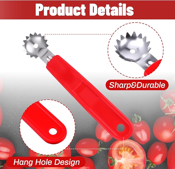 4 Pcs Tomato Corer Tool Stainless Steel Strawberry Huller Stem Remover Tomato Strawberry Top Remover Kitchen Vegetable Fruit Corer Tool Dessert Preparation Salad Making