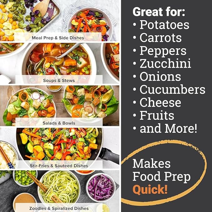 16-in-1 Vegetable Chopper Slicer & Dicer - Manual Food Chopper with 8 Stainless Steel Blades, 1.2L Container for Kitchen, Onion Cutter, Veggie Slicer, Hand Operated, White