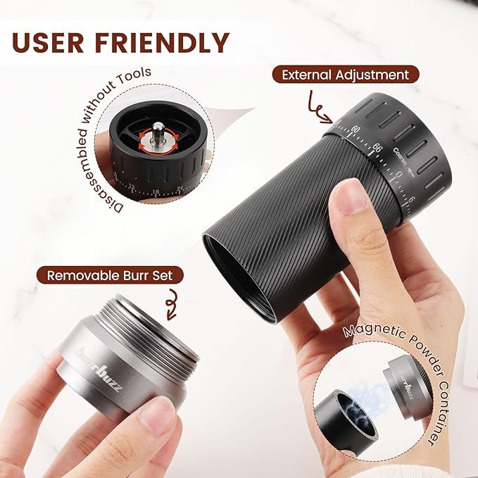 MB2 Manual Coffee Grinder with Carrying Case, Great for Travel, Camping & Storage Components, All-Round Grinder