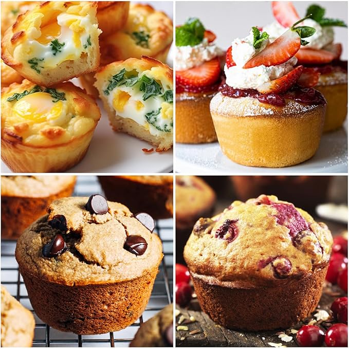 FUNBAKY Jumbo Silicone Muffin Pan with Metal Frame, 3.5 Inch Large Muffin Pans 6 Cups 2 Pack Confetti