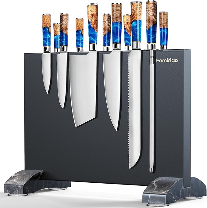 Magnetic Knife Holder Block,Black Magnetic Knife Stand for Kitchen Counter Top,Double Sided Stainless Steel Knife Storage,Strong Magnet Knife Rack