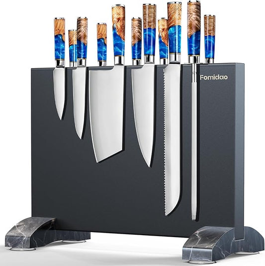 Magnetic Knife Holder Block,Black Magnetic Knife Stand for Kitchen Counter Top,Double Sided Stainless Steel Knife Storage,Strong Magnet Knife Rack