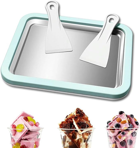 Rolled Ice Cream Maker, At-Home Instant Ice Cream Maker Machine Kit with 2 Spatulas, Homemade DIY for Fun Parent-Child Activities Families (Mint Green)
