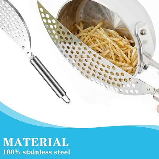 Pot Strainer with Handle,Stainless Steel Strainer for Pot,Pan Strainers for Universal Stovetop Drain Insert,Noodles, Fried Foods & Fruit, Fits Most Pots and Pans