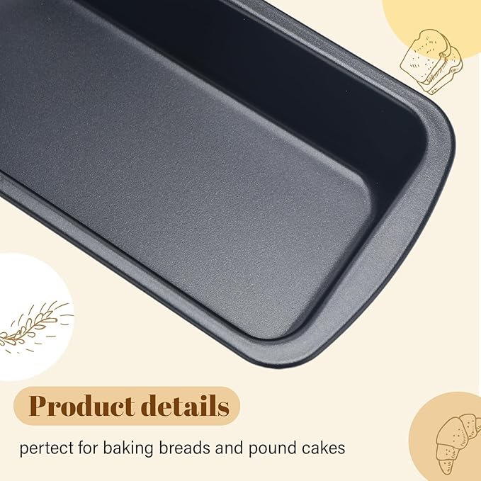 Patelai 4 Pack Small Loaf Pans for Baking Bread Non Stick Bread Pan Rectangle Baking Tray Toast Mold (Black,9.3 x 3.7 Inch)
