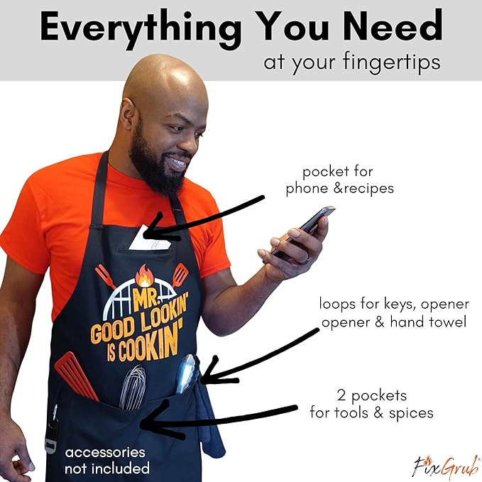 Mr Good Lookin Cooking Apron, Kitchen Apron for Men, Ideal Christmas or Father's Day Gift, Gift Set or Apron Only