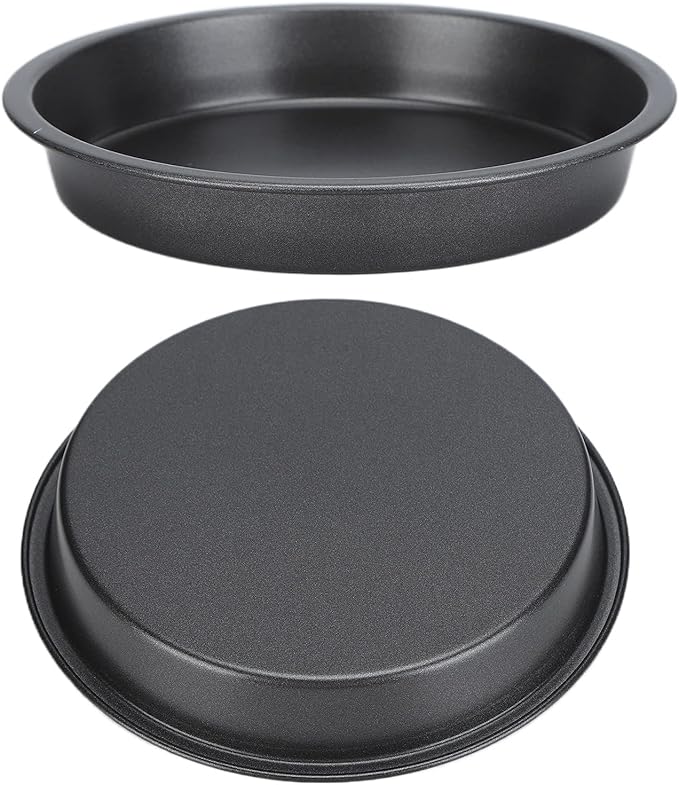 TOPINCN Pizza Pan,2Pcs Non Stick Pizza Pan Deep Thickened Carbon Steel Baking Pan for Kitchen Bakery(9 inches)