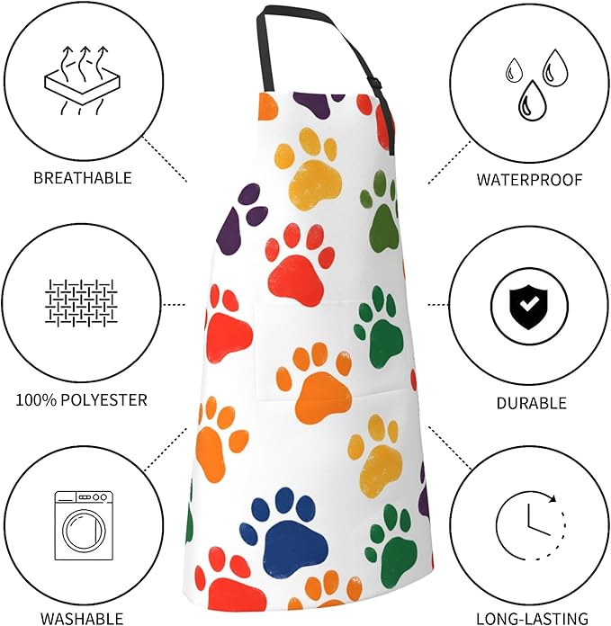 Apron with Pockets Aprons for Women Men Kitchen Chef Apron for Cooking Gardening Server Waitress Painting