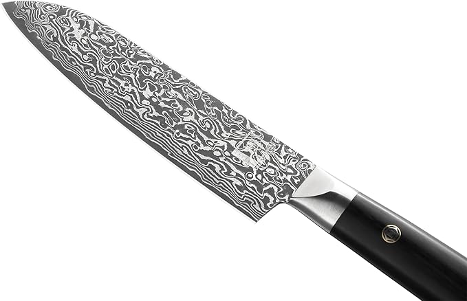 zayiko Black Edition Small Santoku Knife – 5.1-Inch Blade Damascus Kitchen Knife | 67-Layer VG10 Core Steel | Ergonomic Pakkawood Handle | Premium Knife for Vegetables, Meat & Fruit | Gift Box