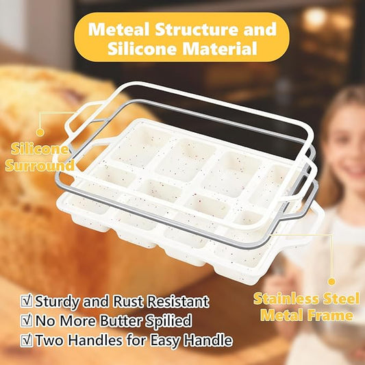 2Pack Silicone Mini Loaf Pans with Metal Frame, Nonstick 8 Cavity Mini Loaf Pans, Small Bread Pans for Baking, Tiny Meatloaf Pan with Metal Reinforced Frame for Baking Cornbread, Brownie