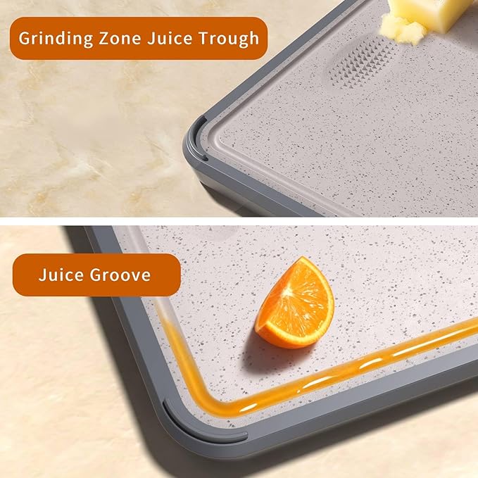 Cutting Board for Kitchen, Stainless Steel Double Sided Cutting Board for Chopping Meat/Vegetables, Stainless Steel/Wheat Straw PP, Kitchen Gifts Easy to Clean Large 16”×11”