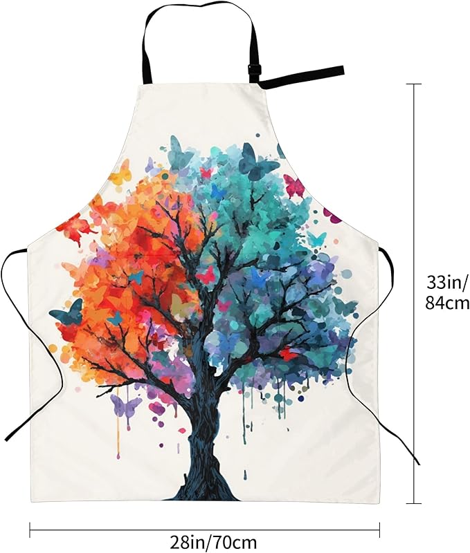 Apron with Pockets Aprons for Women Men Kitchen Chef Apron for Cooking Gardening Server Waitress Painting