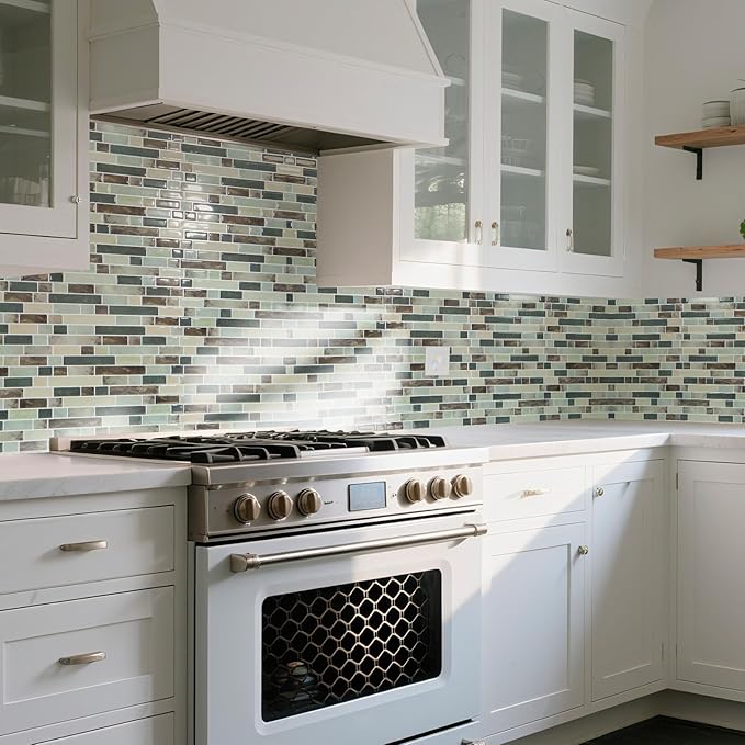 Art3d 10-Sheet Heavy-Duty Peel and Stick Backsplash, Waterproof Wall Tiles Stick on Kitchen Backsplash Living Space, Dark Brown