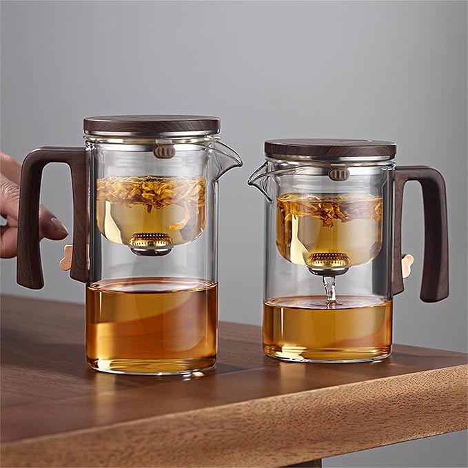 Glass Magnetic Tea Pot, Semi-Automatic Glass Teapot Kettle with Removable Glass Infuser, High Borosilicate Heat-resistant Glass Tea Maker for Blooming and Loose Leaf