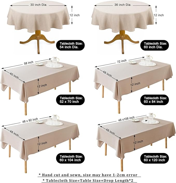 AUSSPVOCT Textured Tablecloth Rectangle 52x70 Water Resistant Spill-Proof Wipeable Table Cloth Wrinkle Free Fabric Dining Table Cover for Birthday Party Farmhouse Spring Kitchen Tablecloths