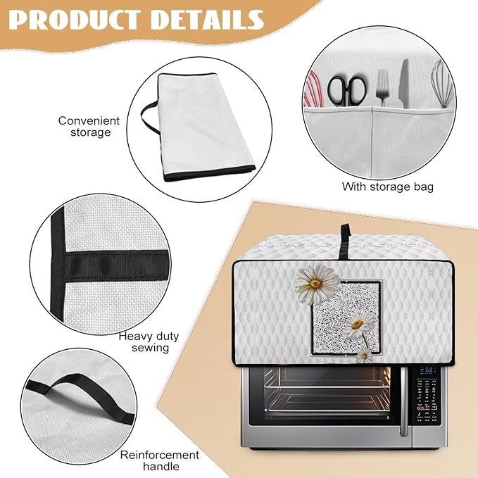 Doojoayie Daisy Toaster Cover 4 Slice Dust-Proof Kitchen Appliance Covers with Top Handle Design Easy to Use 18.5"x14.5"x 9" Compatible with Toaster/Kitchen Appliance