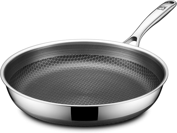 KOBACH 12in Nonstick Frying Pan - Stainless Steel Skillet, Dishwasher & Oven Safe, Compatible with Induction & Gas Stoves, Non-Toxic & Easy to Clean