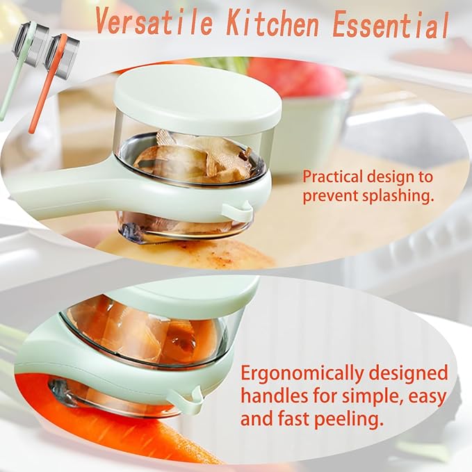 Multifunctional Peeler with Storage Box, Vegetable for Kitchen, Stainless Steel Double Sided Storage for Kitchen use, Fruit Peeler, Safe and efficient Peeling(2Pcs)