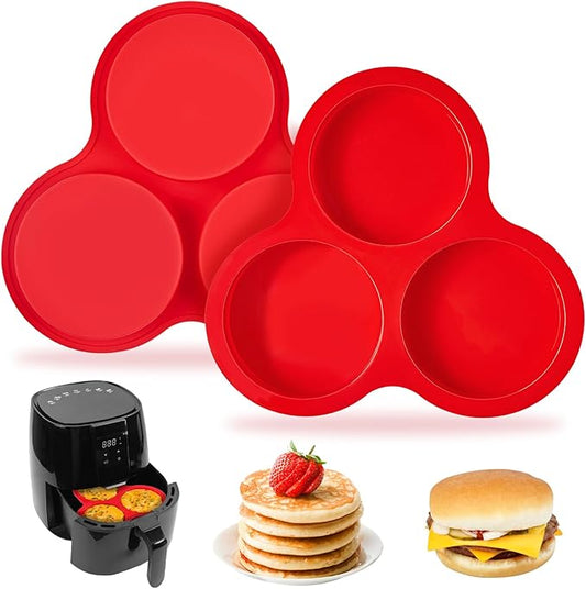 Puyeipt 2 Pack Air Fryer Silicone Egg Molds, 4 Inch Jumbo Round Muffin Top Pans for Breakfast Sandwiches, Egg Bites, Hamburger Buns, Tart, Pancake