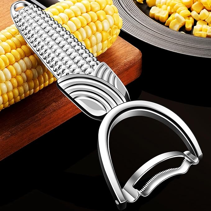 Maxjoy Corn Peeler and Cob Stripper Stainless Steel Tool for Kernel Removal on Corn Cob