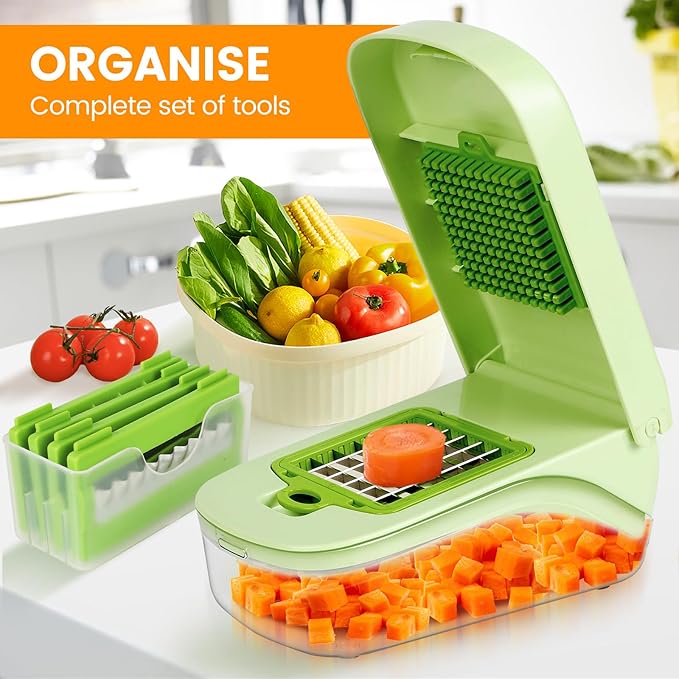 Pro-Series 17-in-1 Mandoline Slicer & Spiralizer, Veggie Chopper with Container for Onion Salad, Vegetable Slicer, Kitchen Gadgets, Food Processor, Vegetable Shredder with Container