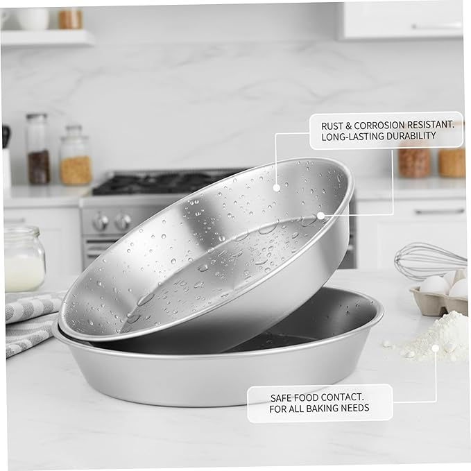 Hbbgdiy Pie Baking Dish Set 3 Pack 9.5 Inch Stainless Steel Pie Pans Stackable Oven Safe Round Plate for Baking Kitchen Cooking Tart Quiche Dessert