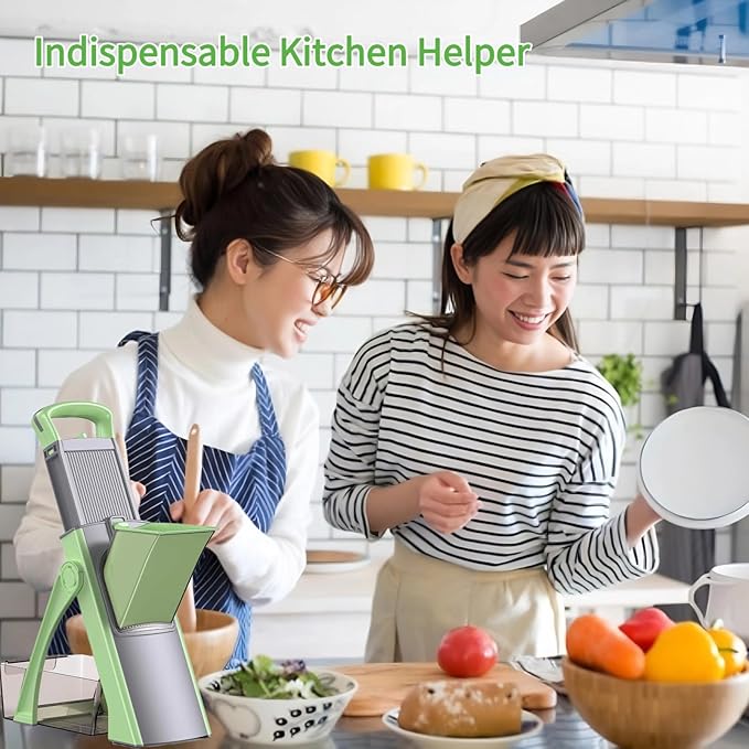 Safe Mandoline Slicer for Kitchen,Freely Adjustable Food Chopper,Kitchen Must Haves Vegetable Chopper,Potato Onion Carrot Cucumber Slicer (green)