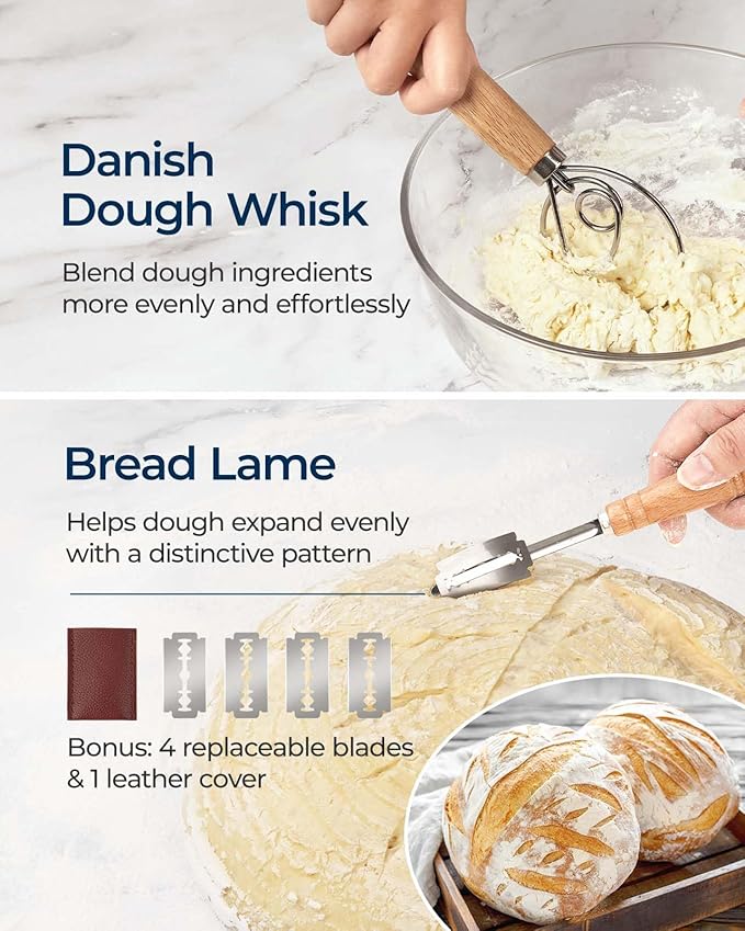 Proofing Baskets with Sourdough Starter Jar Kit, 10" Round & 11" Oval Plastic Bannetons, Sourdough Bread Baking Supplies