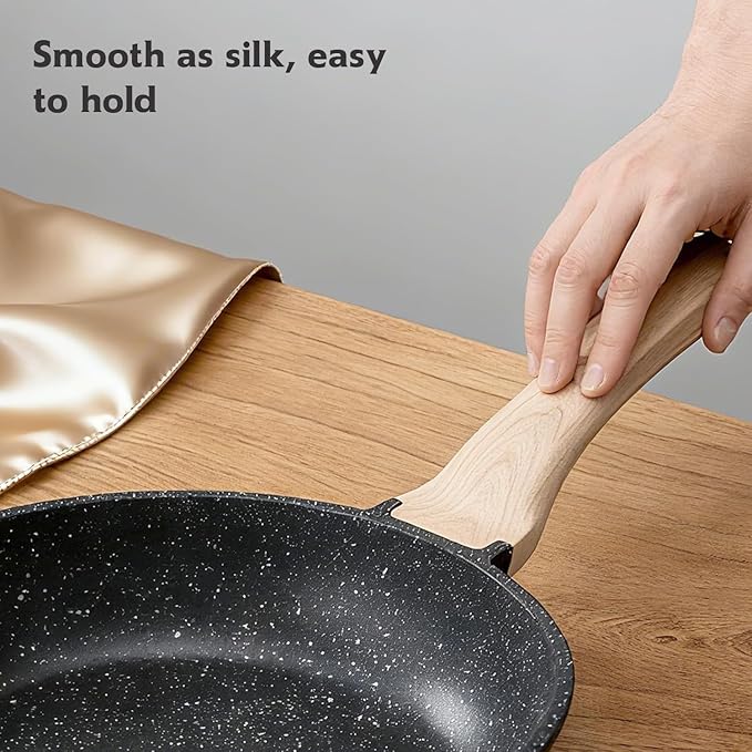 Roomena 12 inch Nonstick Frying Pan Skillet, Non Stick Granite Fry Pans, Omelette Pan, Egg Frying Pan with Heat-Resistant Handle, Requires Installation, PFOA Free Chef's Pan, Induction Compatible