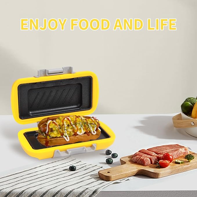 Microwave Toastie Sandwich Maker, Nonstick Plate Microwave Panini Grilled Cheese Maker, Versatile Wireless Small Toaster Hot Dog, Dishwasher Safe, Fast Cooking for Breakfast, Snacks， Yellow