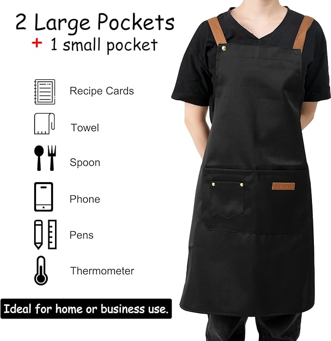 DILLMAN Art Aprons for Men Women Painting Pottery Baking, H Back Straps Waterdrop Kitchen Chef Cooking Apron with Pockets