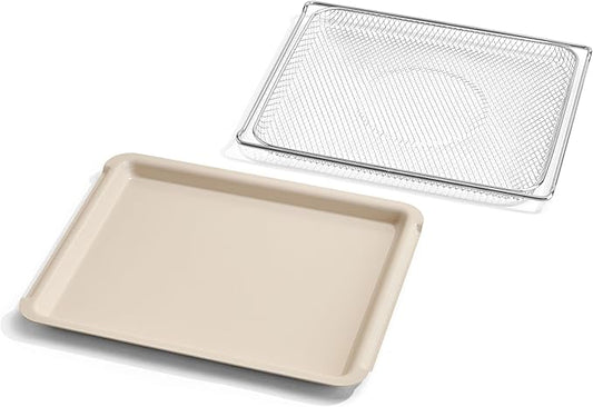 Our Place Wonder Oven Pro Essentials Kit with Large Aluminum Bake Pan and Steel Air Fryer Basket | Non-Toxic, Non-stick, Easy-to-Clean Baking & Frying Accessories, Oven-Safe up to 450°F | Cream