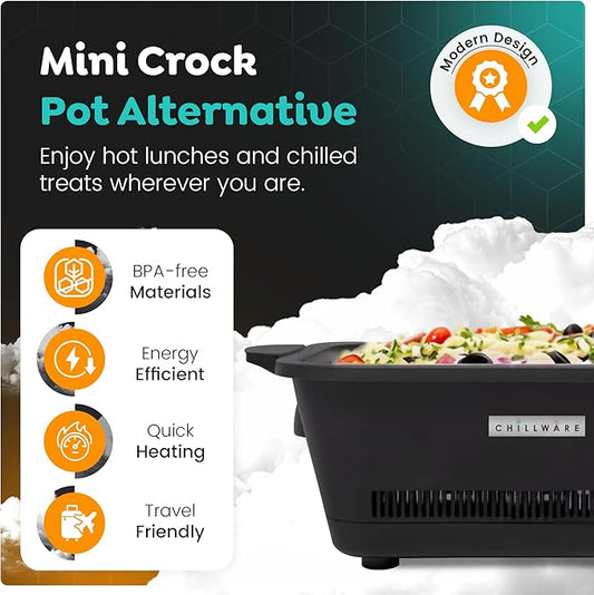 Chillware Electric Food Warmer & Cooler 5Qt, Portable Mini Crock Pot & Slow Cooker Alternative, Buffet Serving Dish for Cold (37°F) or Hot (160°F) Meals, Tailgating, Camping & Parties, Dishwasher Safe