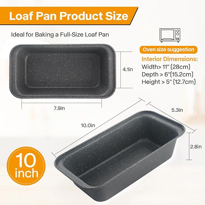 Spmarkt 2-Pack Bread Pan, 10inch Non-Stick Bread Loaf Pan, Bread Pans for Homemade Bread, Loaf Pans for Baking Bread 9x5