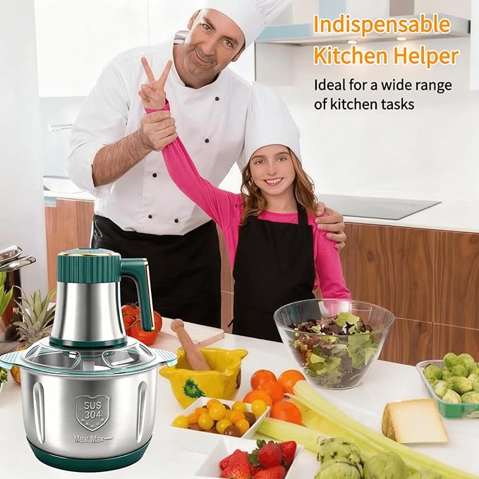 SPEHKAOO Food Processor,5-Speed Electric Food Chopper,Meat Grinder 5L(20Cups) with Two 6-Blade Sets,500W Powerful Vegetable Chopper Used for Dough Mixing,Meat, Nuts, Fruits, Garlic and Vegetables