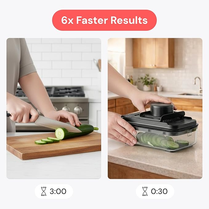 Fullstar Daily Vegetable Chopper and Mandoline Slicer - Kitchen Gadgets - Food Chopper with Container, Veggie Chopper, Fruit Cutter, Onion Dicer, Potato and Tomato Slicer for Salads (2-in-1, Black)
