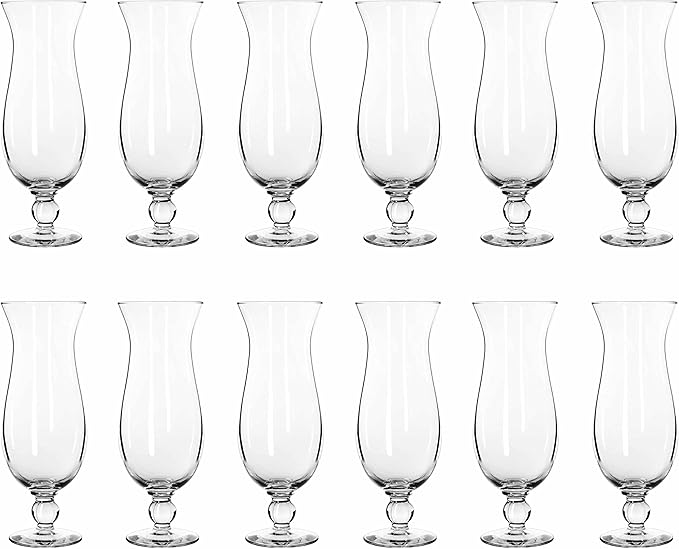 DISCOUNT PROMOS Libbey Hurricane Glasses 16 oz. Set of 12, Bulk Pack - Branded Drinkware for Cocktail, Pina Colada or Mudslide - Clear