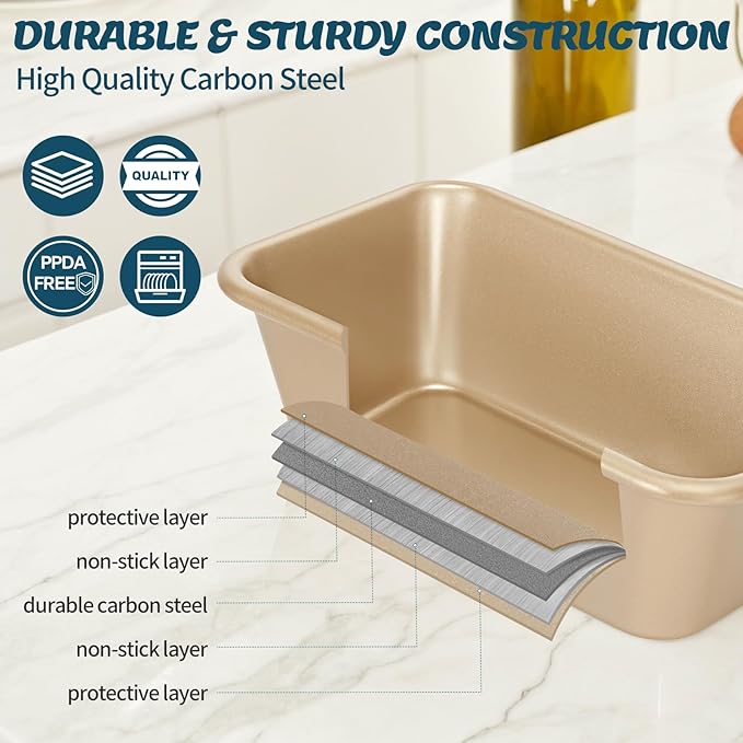 Baking Pans Set, Nonstick Stackable Bakeware Sets, Oven Pans for Cooking, AIVIKI 6 Pieces Baking Sheets Set Including Cookie Sheet, Deep Roaster Pan, Square Pan, Loaf Pan, Muffin Pan, Carbon Steel