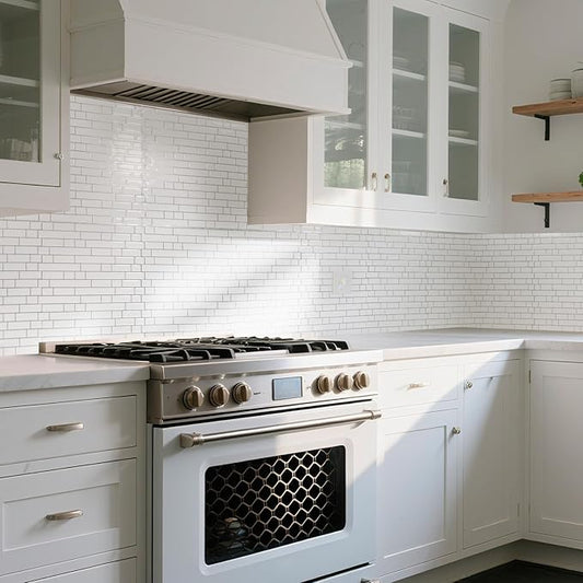 Art3d 10-Sheet Heavy-Duty Peel and Stick Backsplash, Waterproof Wall Tiles Stick on Kitchen Backsplash Living Space, White with Gray Grout