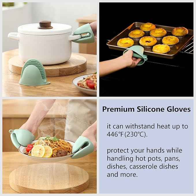 Clip on Strainer Silicone with Silicone Glove | Versatile for All Pans and Pots,Noodle Pasta Pot Strainer Silicone Colander for Vegetables Meat Fruit Spaghetti,Food Strainers(Green)