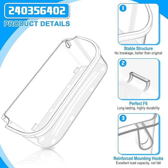 [2 PACK] UPGRADED 240356402 Refrigerator Door Bin Compatible with Frigidaire Door Shelf Replacement Refrigerator Door Shelves FFSS2615TS0 LFSS2612TF0 FGHS2631PF4A LFSS2612TE0 FFSS2615TS5 Door Bin