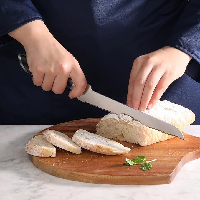 Cangshan ELBERT Series German Steel Forged 8" Offset Bread Knife (Black)