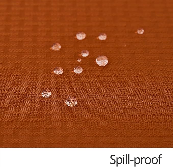 maxmill Fall Tablecloth Stain Resistant Waterproof Wrinkle Resistant Spillproof Washable Soft Weave Texture Table Cloth for Dining Room, Harvest Thanksgiving Dinner, Rectangle 60 x 140 Inch, Rust