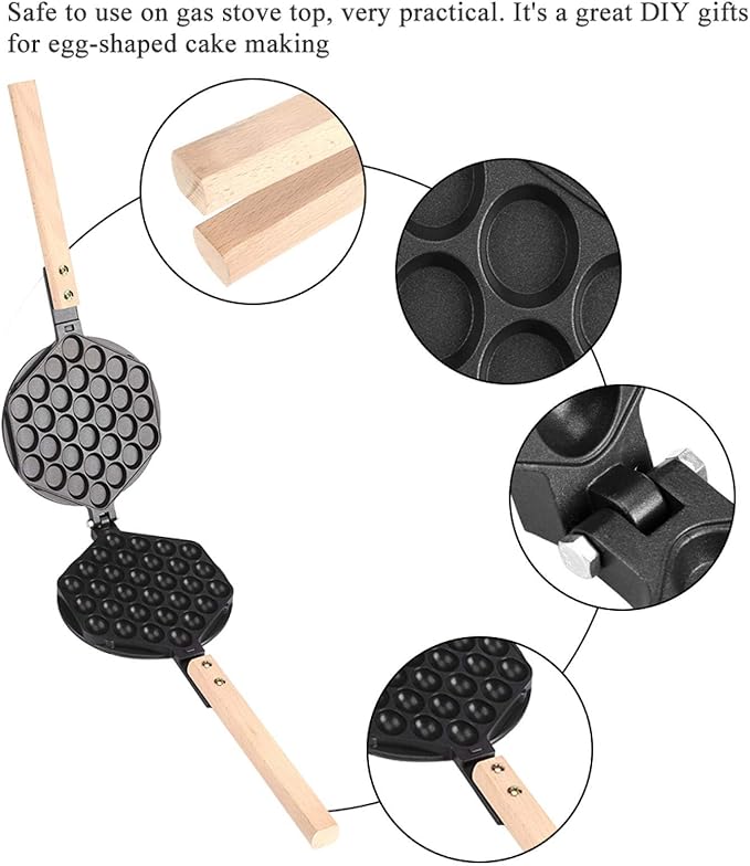 EVTSCAN Egg Waffle Baking Mold, Nonstick Waffle Maker Egg Waffle Pan Bubble Waffler Iron Mould with Accessories for Home Commercial Use