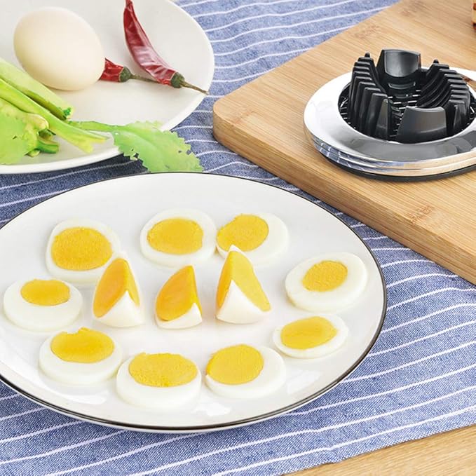 Egg Cutter, Stainless Steel Cutter Wire with 3 Slicing Styles, Manual Egg Slicer Kitchen Helper for Hard Boiled Eggs, Strawberry, Fruit Garnish Slicer, Labor Saving