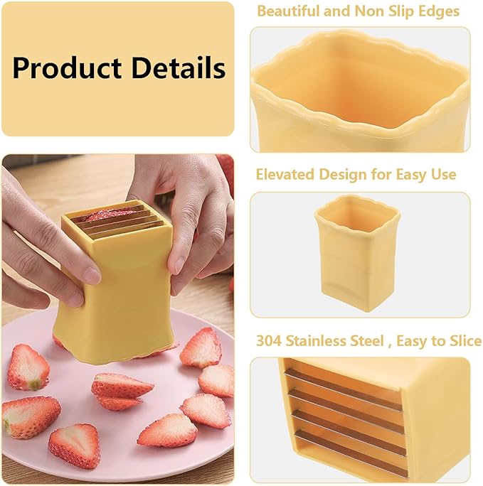 Egg Cup Slicer, Stainless Steel Blade, Yellow, Multipurpose Fruit & Vegetable Slicer for Kitchen & Restaurant