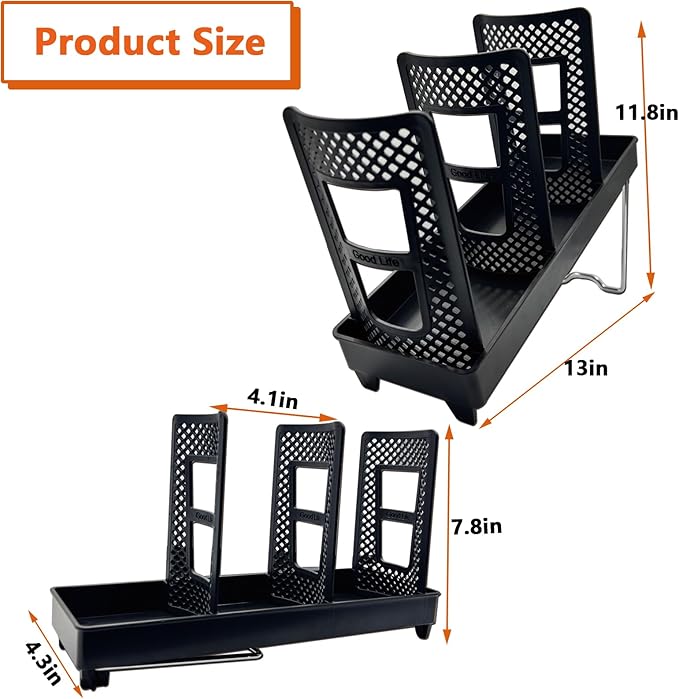 Paper Cup and Lid Holder,CIT ZCFYU Adjustable Disposable Coffee Cup Dispenser, 3-Slot Upright Plastic Cup Holder Organizer for Coffee Stations, Kitchens, Bars, Restaurants, Lounges (Black)