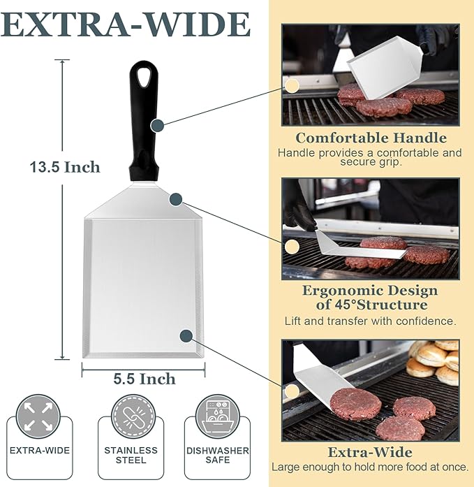 Leonyo Smashed Burger Kit, 9" Cheese Melting Dome, 7" Burger Press, Griddle Spatula, 2Pcs Squeeze Squirt Bottles, Spice Dredge Shaker, Griddle Accessories Kit for Flat Top Grill Cooking Indoor Outdoor