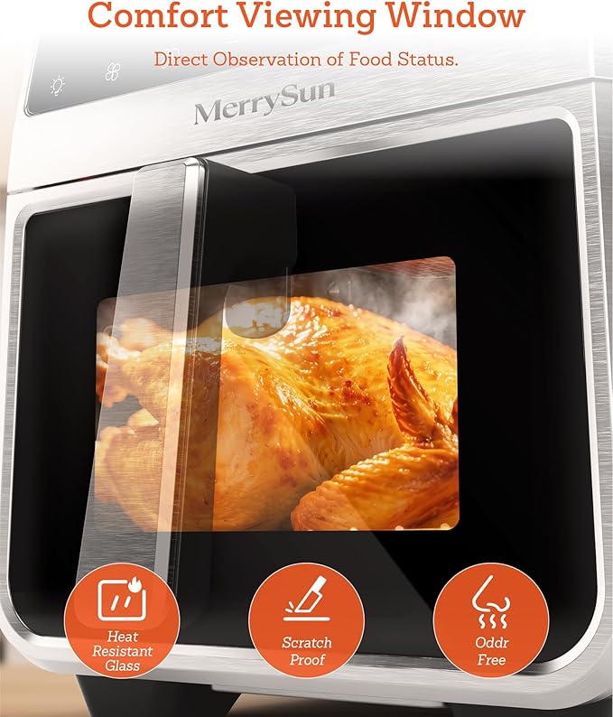 6 Qt Stainless Steel Air Fryer, Stainless Steel Housing& Full Metal Inner Pot, PTFE and PFAS Free, 9 Digital One-Touch Cook Functions,120°F~450°F, 1700W