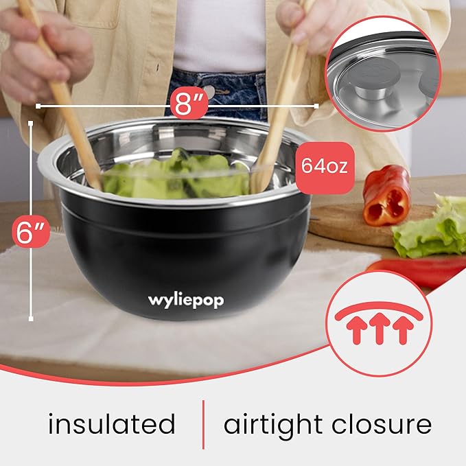 64oz Stainless Steel Salad Bowl Kit & 3Pcs Bamboo Cutlery Set with 2x Condiment Containers, Insert Tray, Bowl & Leakproof Lid - Salad Bowl To Go Lunch Portable Reusable